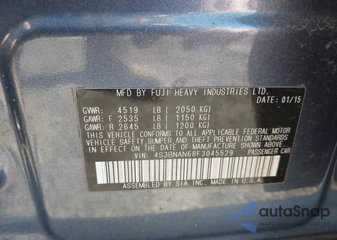 2015 Subaru Legacy 2.5I Limited из США, поврежденный, VIN 4S3BNAN68F3045529